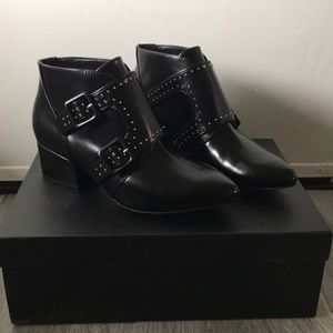ROREE DOUBLE BUCKLE STUD LEATHER BOOTS